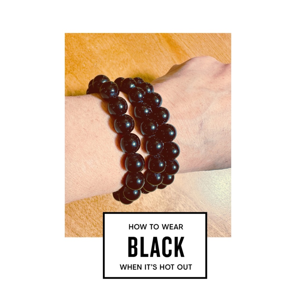 Three Matching Black Bead Stretch Bracelets